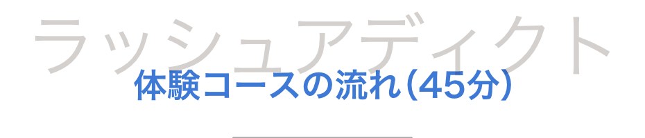 ラッシュアディクト体験コースの流れ